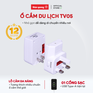 Ổ cắm du lịch Điện Quang ĐQ ESK TV05W 1U ( Màu trắng, 1 cổng USB )